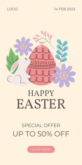 Easter Promotion with Cute Illustration Graphic Tasarım Şablonu