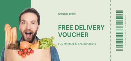 Daily Food Set In Bag With Free Delivery Voucher Coupon Din Large Design Template