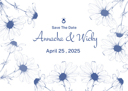 Plantilla de diseño de Invitación de boda floral con flores de manzanilla Postcard 5x7in 