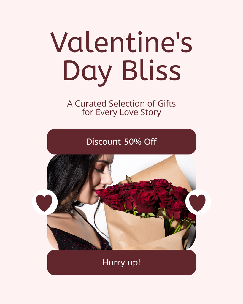 Valentine's Day Bliss with Sale of Romantic Gifts Instagram Post Vertical Πρότυπο σχεδίασης