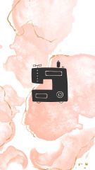 Tailor and Handmade Equipment Icons on Pink Watercolor