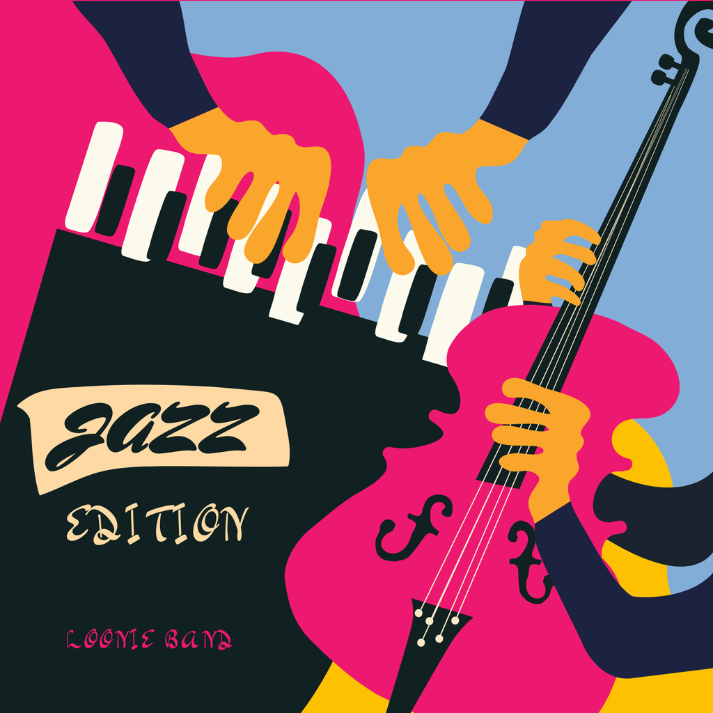 Musicians playing Jazz Album Cover Design Template