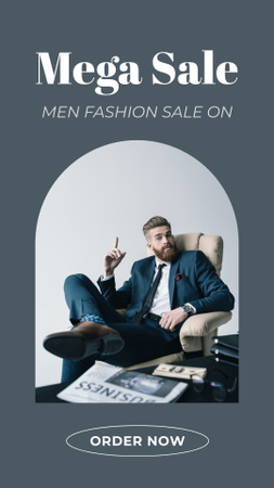 Sale Announcement with Man in Elegant Suit Instagram Story Modelo de Design
