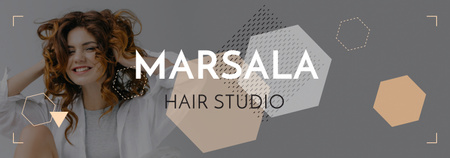 Hair Studio Ad Woman with Blonde Hair Tumblr Design Template