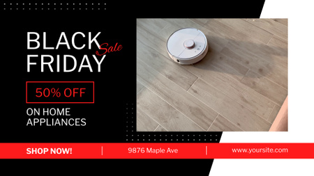 Black Friday Offer with Modern Vacuum Cleaner Full HD video Design Template