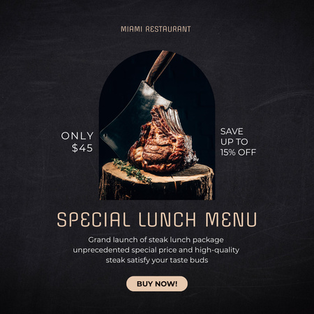 Különleges ebédmenü fekete színben Instagram tervezősablon