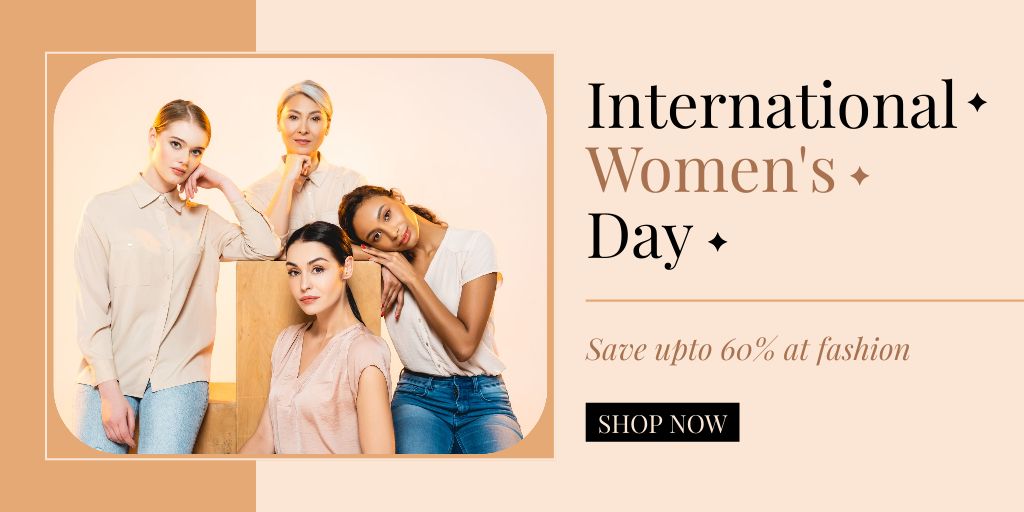 International Women's Day with Beautiful Diverse Women Twitter Tasarım Şablonu