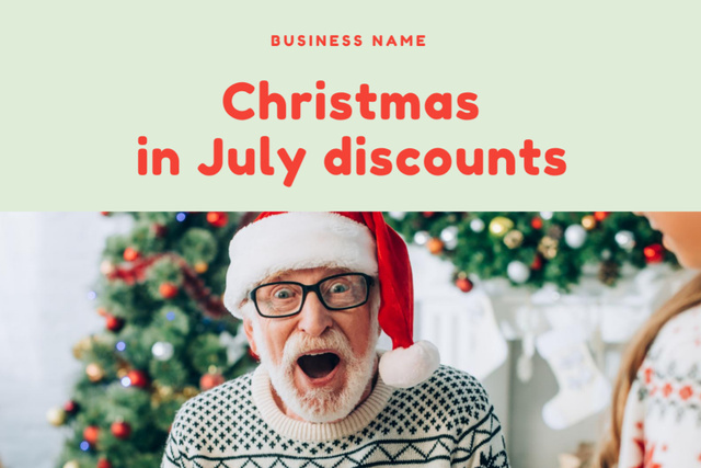 Template di design Christmas In July Celebration With Discounts Postcard 4x6in