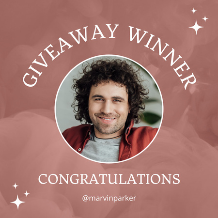 Giveaway Winner Greeting with Smiling Woman Instagram Design Template