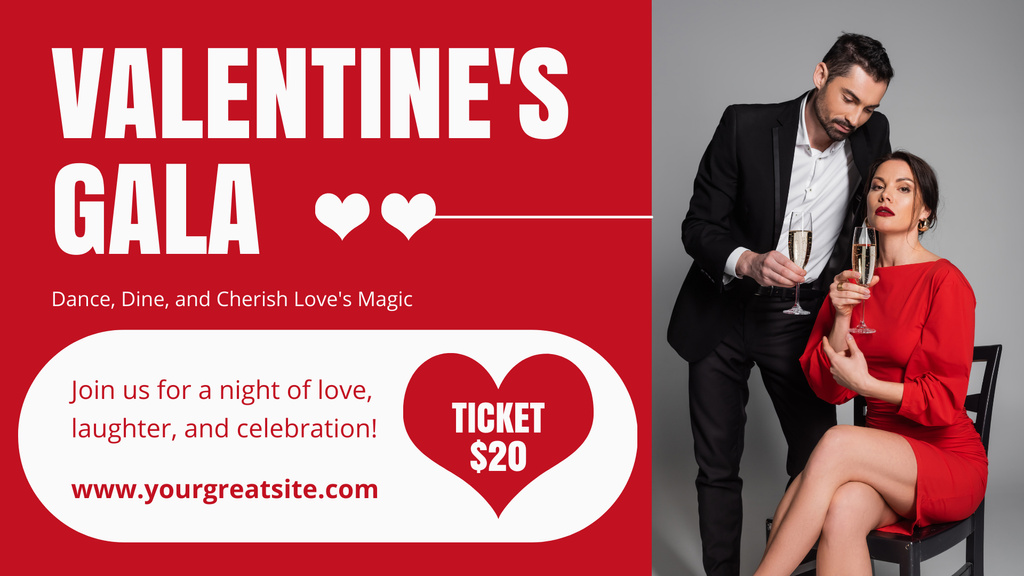 Valentine's Day Gala For Couples Announcement FB event cover Πρότυπο σχεδίασης