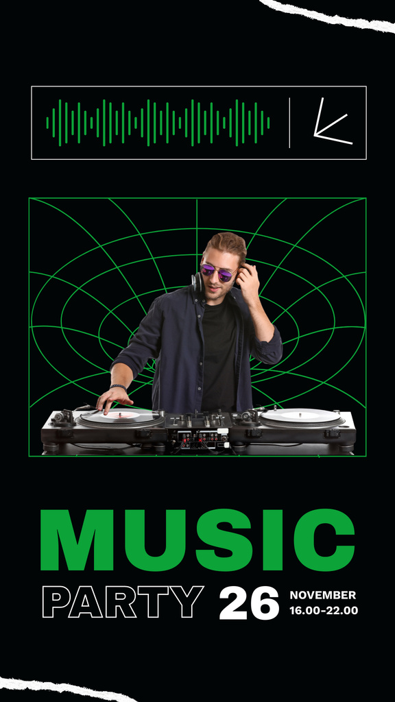 Modèle de visuel Music Party with Young Male DJ - Instagram Story