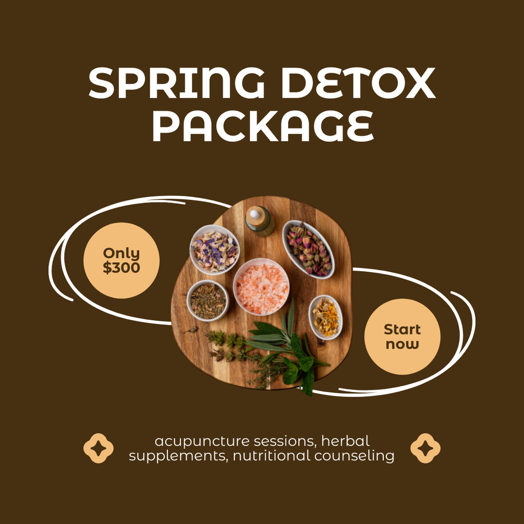 Beneficial Spring Detox Package With Supplements Instagram Design Template
