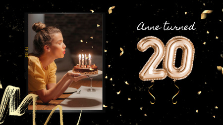 Birthday Girl blowing out Candles on Cake Full HD video Design Template