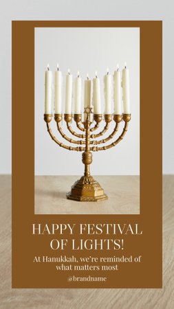 Wishing Happy Festival of Lights With Traditional Menorah Instagram Story Design Template