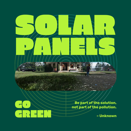 Green Power From Solar Panels With Motto Animated Post Design Template