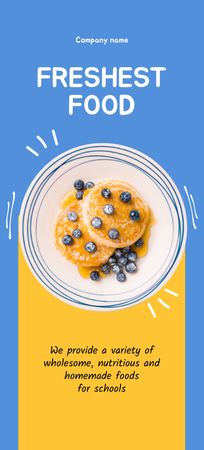 School Food Ad with Pancakes and Blueberries Flyer 3.75x8.25in tervezősablon