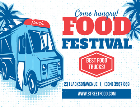 Come Hungry to Food Truck Festival Flyer 8.5x11in Horizontal Tasarım Şablonu