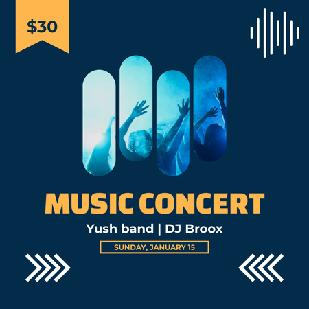 Music Concert Announcement With DJ And Band Instagram Design Template