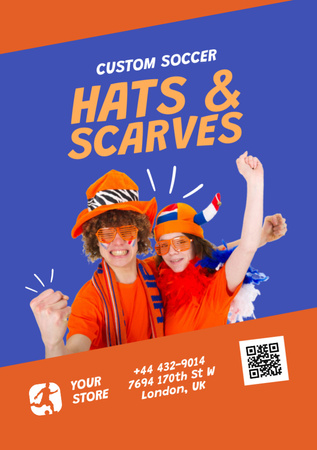 Soccer Hats and Scarves Sale Offer Flyer A7 Design Template