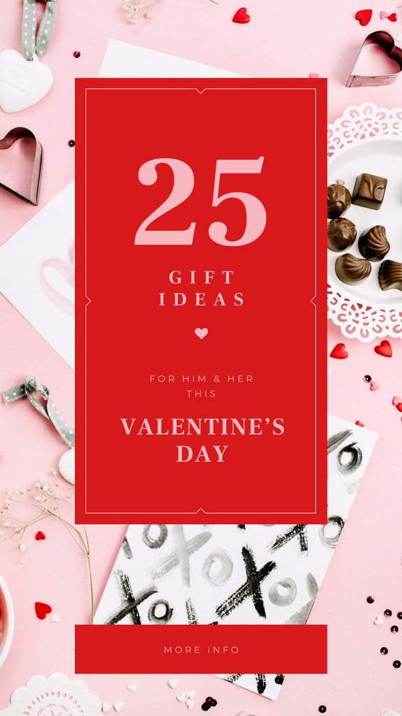 Valentine's Day Festive Heart-shaped Candies and Cards Instagram Storyデザインテンプレート