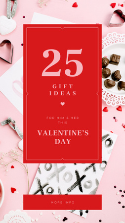 Doces e cartões festivos em forma de coração para dia dos namorados Instagram Story Modelo de Design