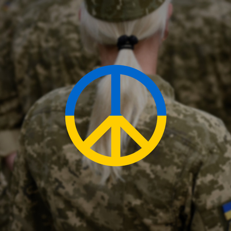 Plantilla de diseño de señal de paz en colores de bandera de ucrania Logo 