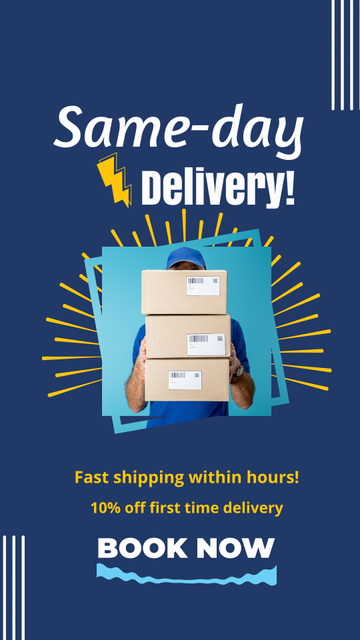 Same-Day Delivery to Your Doorstep Instagram Video Story Πρότυπο σχεδίασης