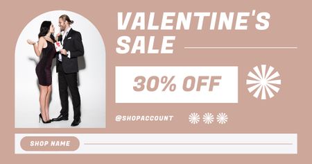 Platilla de diseño Valentine's Day Sale with Stylish Couple in Love Facebook AD