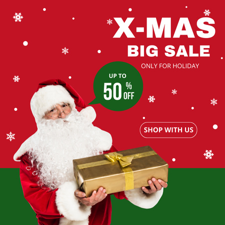Plantilla de diseño de Santa Claus Offers Present on Big Sale Red Instagram AD 