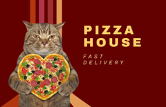 Cute Cat with Heart Shaped Pizza