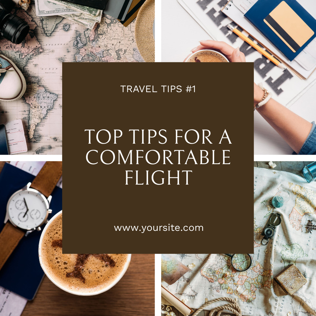 Top Tips for Travelling by Plane Instagram Design Template