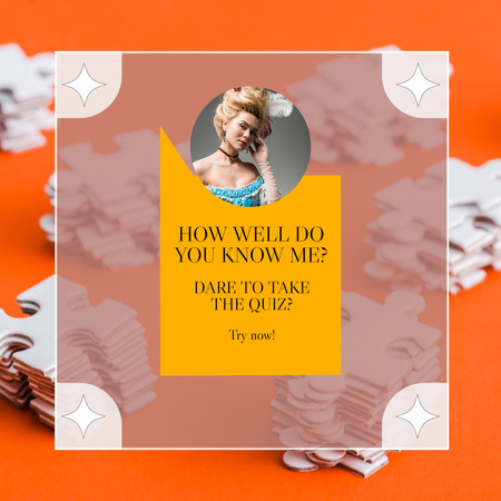 Get to Know Me Form with Woman in Beautiful Dress Instagram Design Template