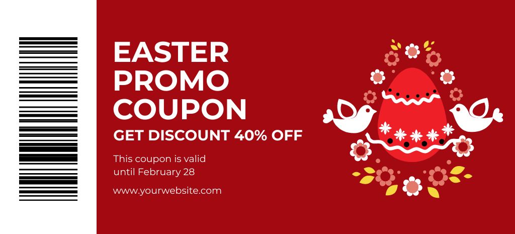 Designvorlage Easter Holiday Promotion on Red für Coupon 3.75x8.25in