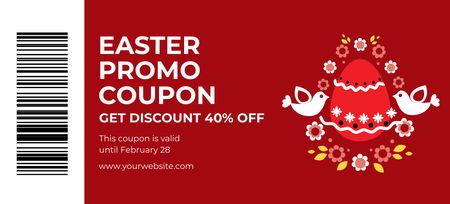 Easter Holiday Promotion on Red Coupon 3.75x8.25in Design Template