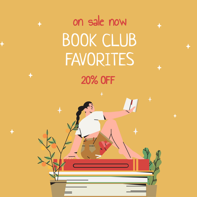 Noteworthy Sale Announcement for Books In Yellow Instagram Design Template