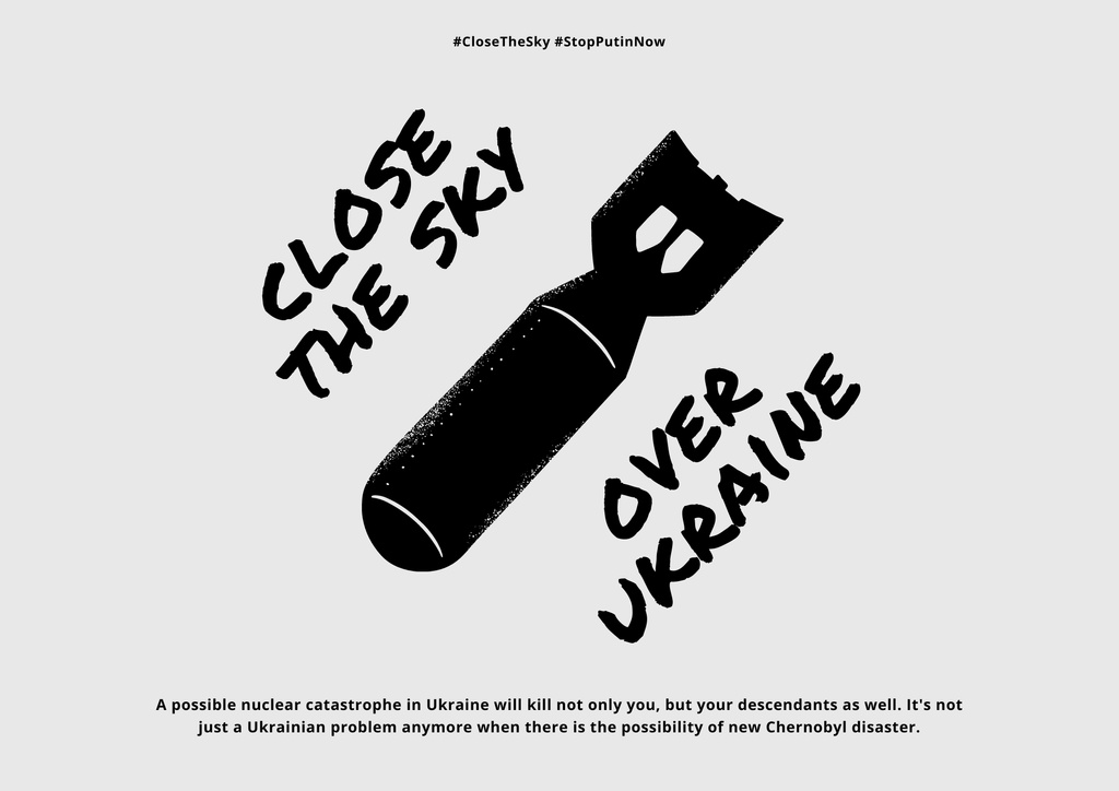 Close the Sky over Ukraine Awareness Poster B2 Horizontal Πρότυπο σχεδίασης