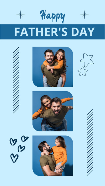 Father's Day Holiday Greeting with Dad and Daughter Instagram Story Design Template