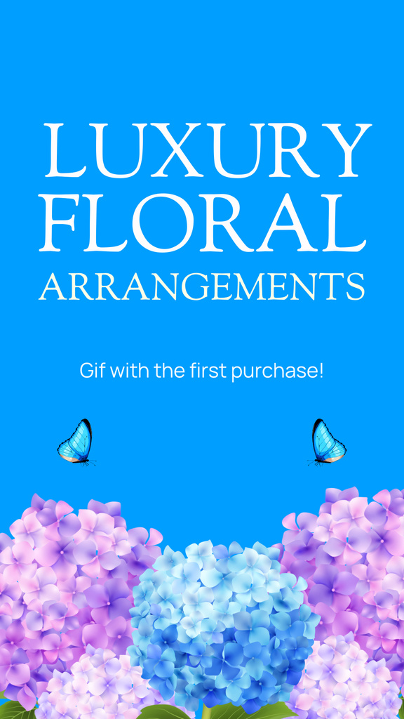 Designvorlage Gift Offer for First Purchase of Floral Arrangements für Instagram Story