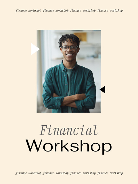 Financial Workshop Promotion with Black Man Poster US Modelo de Design