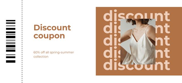 Plantilla de diseño de Fashion Collection Sale Ad with Woman in Silk Coupon 3.75x8.25in 