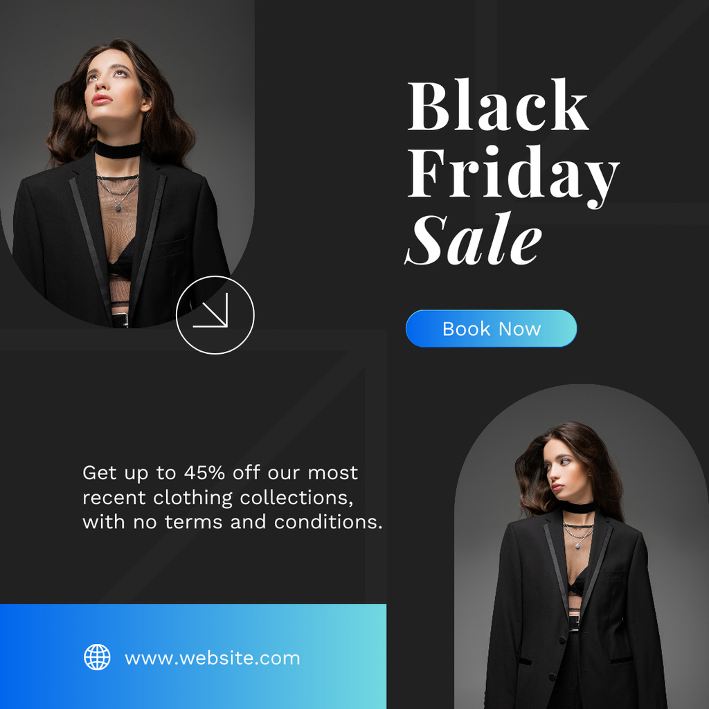 Designvorlage Black Friday Sale of Women's Wardrobe für Instagram AD
