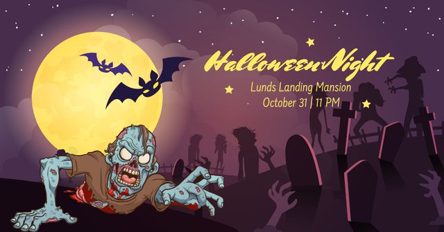 Modèle de visuel Scary Halloween zombie - Facebook AD