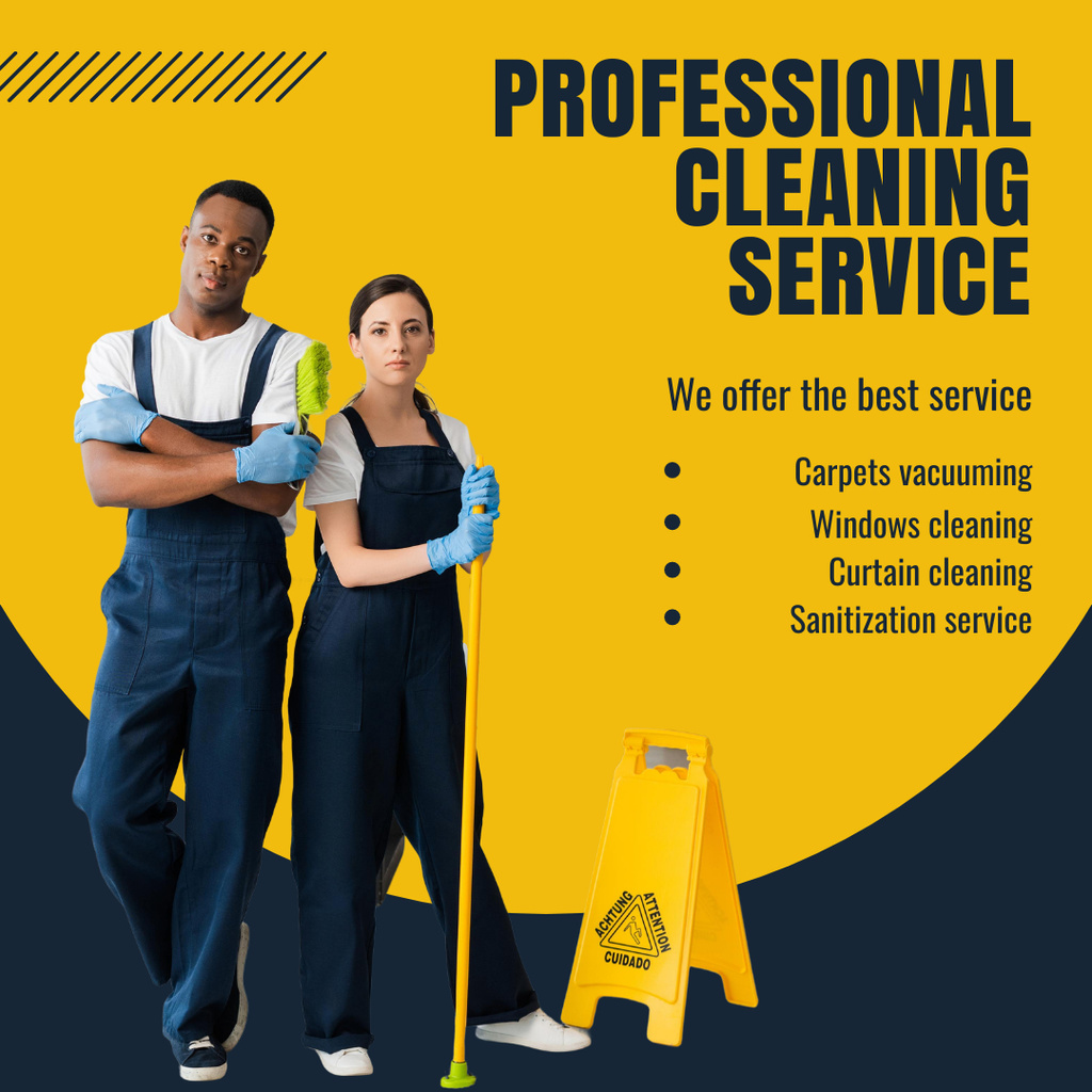 Designvorlage Cleaning Service Ad with Team of Professionals für Instagram