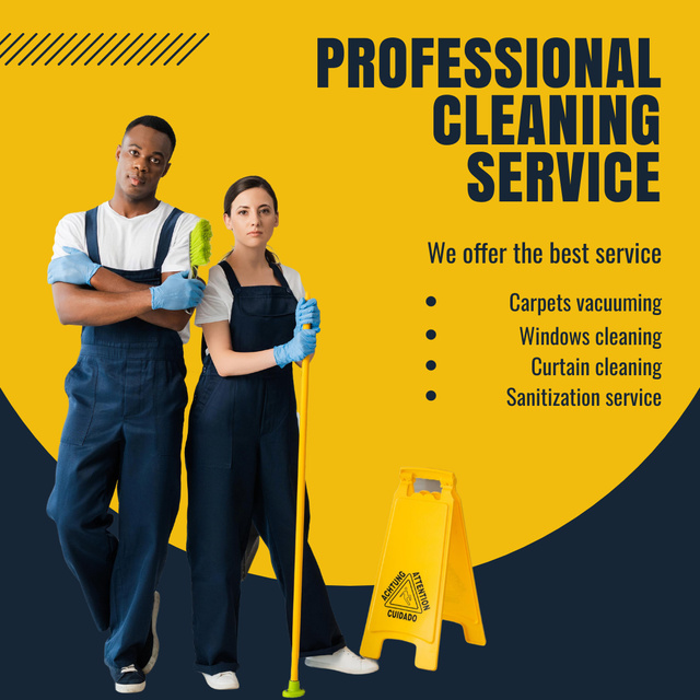 Cleaning Service Ad with Team of Professionals Instagram Tasarım Şablonu