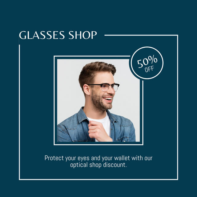 Corrective Glasses for Men at Half Price Instagram Πρότυπο σχεδίασης