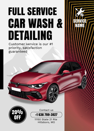 Offer Car Wash and Detailing Flayer Design Template