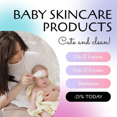 Plantilla de diseño de Oferta de productos para el cuidado de la piel del bebé con descuento Animated Post 