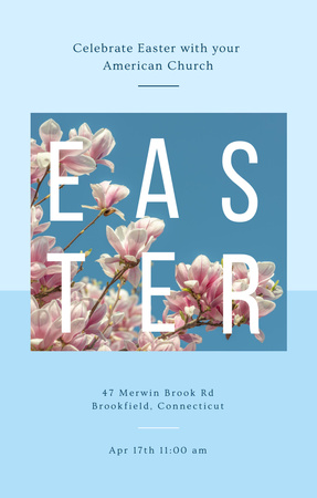 Easter Holiday Celebration Announcement With Pink Flowers Invitation 4.6x7.2inデザインテンプレート