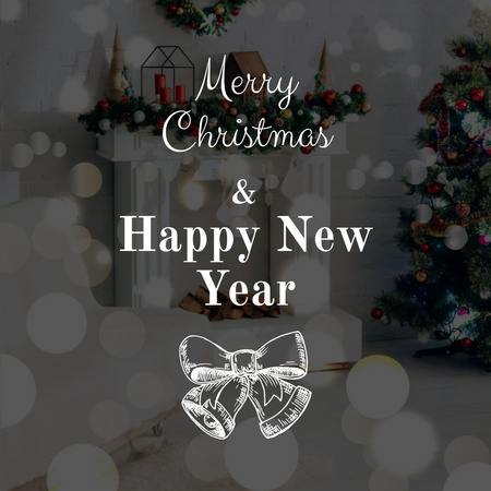 Merry Christmas and Happy New Year Greeting Card Instagram Design Template