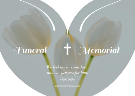 Sympathy Phrase with White Tulips Card Design Template